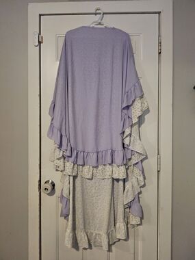 Lavender Ruffle Women Hijab - Soft Floral Trim